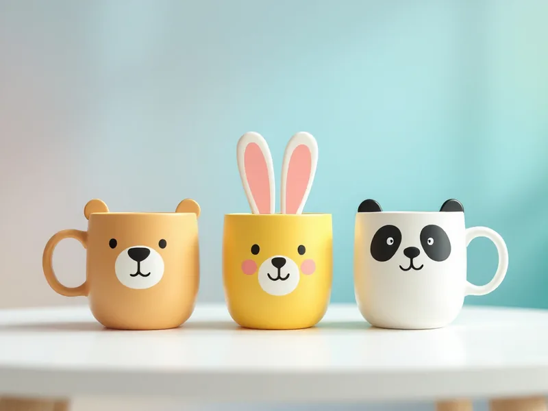 Mugs enfants incassables à têtes d'animaux : ours, lapin, panda