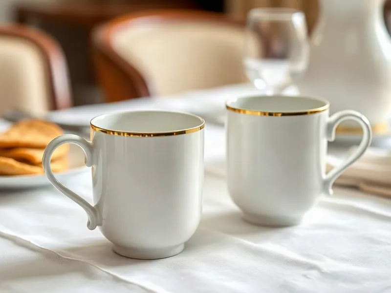 Mug porcelaine fine premium à liseré doré pour hôtellerie